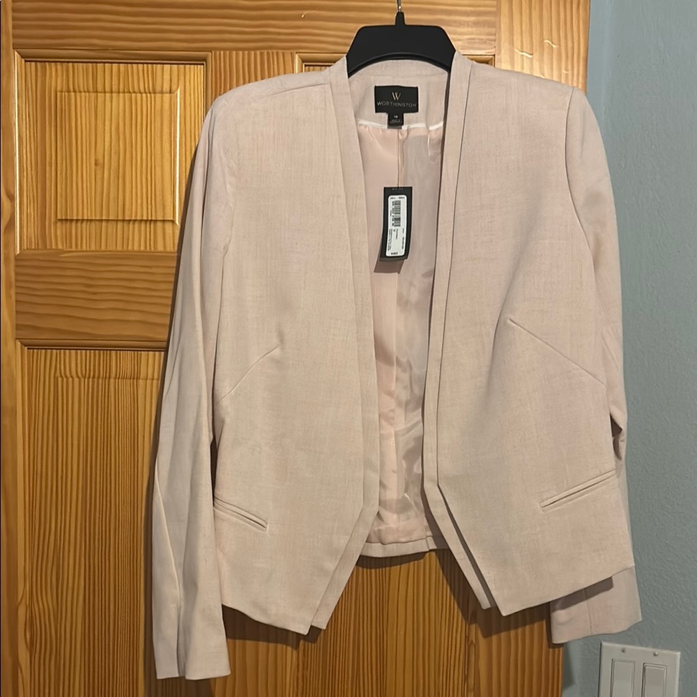 Worthington blush pink Blazer Modern Open Front Design